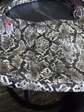 PENELOPE ANN Snake-Print Hobo Bag - Gray/Black - Great Condition